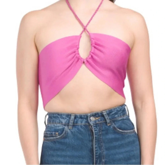 Farm Rio Hot Pink Knit Strappy Halter Top Size XL NWT - Picture 1 of 4